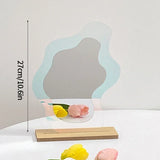 Popxstar Ins Irregular Mirror Acrylic Decorative Mirror Nordic Style Makeup Mirror with Wooden Base Girls Cosmetic Supplies Home Decor