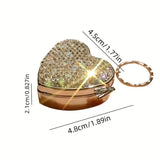 Popxstar  1pc Heart-Shaped Pill Organizer Diamond-Studded Portable Case for Vitamins Medication Weekly Travel Pill Box Portable Compact