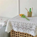 popxstar Lace Tablecloth White Bedside Row Frame Coffee Table With Cover Cloth Small Fresh Square Stall Tablecloth White Tablecloth