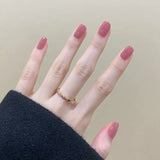 Popxstar  Glossy Peach Pink Color Fake Nails Glitter Solid Color Short Round Head Reusable Stick-on Nails For Lovely Girls Dress Matching