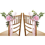 Popxstar  6pcs Wedding Party Decorative Chair Back Flowers, Outdoor Garden Artificial Flowers, Home Decorative Rose Fake Flowers