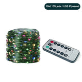 Popxstar shop party pieces 10-20M LED String Lights Fairy Green Wire Outdoor Christmas Light Tree Garland for New Year Street Home Party Wedding Decorion