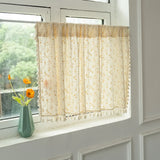 Popxstar Blackout Fabric Curtain for Bedroom Living Room Small Window Cotton Floral Tassel Short Curtains Farmhouse Vintage Cafe Decor
