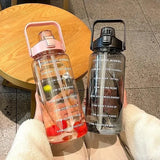 Large Capacity Water Cup 2 Liters Network Red Ins Trend Straw Cup Sports With Scale Portable Simple Leak Proof Portable Drop Res