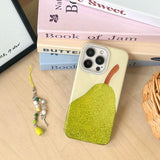Fashion Cute Pear Glitter Bling Phone Case for iPhone 15 16 14 13 17 Pro Max Diamond Clear Luxury Transparent Cover Women Girl