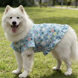 Cute Ruffle Hem Flower Print Dog Vest Skirt Skin Friendly Cool Fabric Anti-UV Outdoor Summer Outfit For Large Breed Dogs