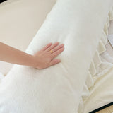 Popxstar Length Sleeping Pillowcase with Ruffle Winter Couple Double Fleece Flannel Warmth Big Size Pillow Covers Home Bedding 45*180cm
