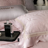 Popxstar  1000TC Egyptian Cotton Soft Silky Jacquard Embroidery Luxury Bedding Set Duvet Cover Flat/Fitted Bed Sheet Pillowcases 4Pcs