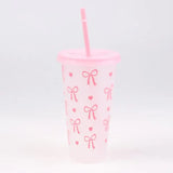 700ml With Lids Sippy Summer Sippy Cup Pink Bow Large Capacity Water Bottle Juice Milk Cup Cold Mug