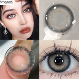Popxstar  2pcs/pair Gray Colored Contact Lenses for Eyes Beauty Purple Halloween Makeup Lens Natural Look Brown Blue Big Eye Lens