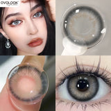 Popxstar  -2pcs/pair Gray Colored Contact Lenses for Eyes Beauty Purple Halloween Makeup Lens Natural Look Brown Blue Big Eye Lens