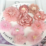 Popxstar 10Pcs/Set Mix Fabric Flowers Simulation Flower Head Decoration Flowers For DIY Accessories