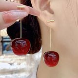 Popxstar Small Fresh Sweet Lovely Cherry Cherries Cherries Earrings Pendant Fruit Earrings Red Cherry Earrings Charm Jewelry