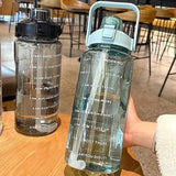 Large Capacity Water Cup 2 Liters Network Red Ins Trend Straw Cup Sports With Scale Portable Simple Leak Proof Portable Drop Res