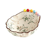 Ceramic Fruit Bowl with Fork Comfortable Grip Exquisite Shell Shape Fruit Plate Large Capacity Dessert Salad Bowl