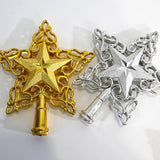 Popxstar Cross-Border New Creative Christmas Decoration Tree Top Star 22cm Plastic Hollow Golden Christmas Tree Five-Pointed Star