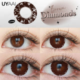 Myopia 15MM Black Diomonds Lenses with Degree 1 Pair Big Eyes Natural Black Lenses Brown Colored Contacts Gray Purple Lens