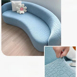 Curved Sofa Slipcover Textured Stretch Couch Cover Modern Cloud Sectional Sofa Protector Furniture Protective Cover