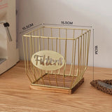 Cup shaped storage basket metal ironwork wood storage rack shelf kitchen living room home hotel restaurant cafe