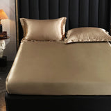 Popxstar Fitted Sheet High-End Mattress Cover Solid Color Luxury Satin Fit Sheet Elastic Band Bed Sheet Double Queen Size Bedsheet
