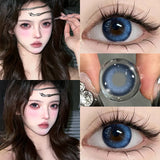 New 2Pcs Natural Green Color Contact Lenses for Eye with Degree  Myopia Blue Makeup Pupil Korean Soft Lens