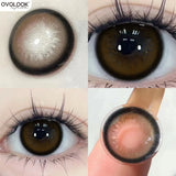 Popxstar  -2pcs Brown Colored Contact Lenses for Eyes Purple Beauty Halloween Makeup Lens Big Eye Lens Natural Look Gray Blue Lens