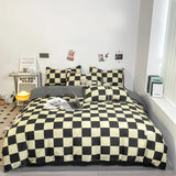 Popxstar Black and White Plaid Duvet Cover Set Full, Geometric Grid Bedding Set Soft Lattice Checkerd Comforter Cover with 2 Pillowcases