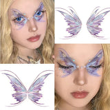 Popxstar Fairy Butterfly Wings Shiny Tattoo Sticker Waterproof Eyes Face Hand Body Art Fake Tattoos Women Makeup Dance Music Festival