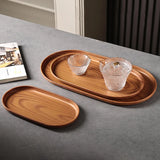 Popxstar  3pcs Large Tray Set, Snack Plate, Tea Cup Plate, Faux Wood Grain and Modern Style Design, Stackable, Reusable Plastic Trays