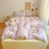 Popxstar  Class bed new cream wind solid color bed sheet four-piece set student quilt cover four-piece set household