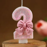 Popxstar Cute Pink Bow 3D Number Cake Candles for Birthday Party Decorations Birthday Decoration  Cake Decorating Tools