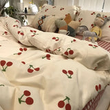 Popxstar Ins Pink Flowers Bedding Set Flat Bed Sheet Duvet Cover Twin Full Queen Nordic Bed Linen Boy Girl Bedding Sets Flower Cherry