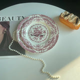 Popxstar 8/10in Vintage French Rose Ceramic Dinner Plate for Household Use Pasta Salad Dim Sum Western Dinner Plate Home Art Tableware