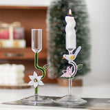 Popxstar  1pc Creative Glass High Footed Light Luxury Romantic Candle Holder Ornament for Home Decoration