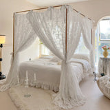 Summer Princess Palace Mosquito Net without Frame Romantic Three-door Lace Bed Curtain Home Decor