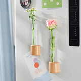 popxstar Originality Mini Magnetic Vase Cute Style Solid Wood Glass Test Tube Vase Flower Arrangement Fridge Magnet Decor Flower Vases