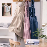 Popxstar Cross Back Apron Kitchen Apron Ruffled with Pockets for Chef Gardening Pink Work Women with Big Pinafore Dress Cooking Baking