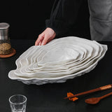 Popxstar  1PC Ceramic Sashimi Plate Creative Oyster Shaped Salad Plate Artistic Concept Cuisine Specialty Plate Hotel Tableware