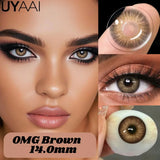 Popxstar  1 Pair Colored Contact Lenses Natural Brown 14.5mm Big Eyes Contacts Cosmetics Green Eye Color Lens Gray Lens Women Makeup
