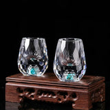 Popxstar  6pcs 15ml Luxury Crystal Glass Whisky Sake Shochu Bar Liqueur Gold Foil Glass Drinkware Set Hard Liquor Wine Glass Tea Cup Gifts
