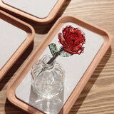 Popxstar  Glaze Rose Flower Eternal Flower Rose Desktop Glass Handicrafts Ornaments Simulation Glass Vase Flower Wedding Valentine's Gifts