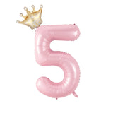 Popxstar  40inch Pastel Light Blue Pink Foil Number Balloon With Crown 1 2 3 4 5 6 Boy Girl Birthday Party Baby Shower Wedding Decoration