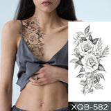 Popxstar Waterproof Temporary Tattoo Sticker snake flower rose Flash Tatoo sexy Arm Large Size Black Wrist Fake Tatto For Body Art Women
