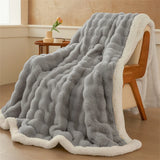 Double Layer Rabbit Fur Sherpa Blanket Winter Thick Warm Fluffy Faux Fur Throws Blankets for Sofa Soft Plush Bed Cover Blanket