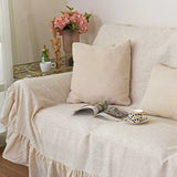 Popxstar  Ruffled Solid Color Sofa Covers Four Seasons Washable Cotton Linen Dustproof Couch Slipcovers Bohemian Decor Furniture Covers