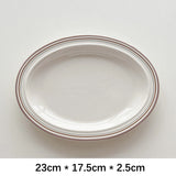 Popxstar  Ceramic Oval Dish Plates Korean  Style Striped Porcelain Dinnerware Vegetables Fruit Salad Pasta Breakfast Plates Kitchen Dishes