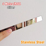 Popxstar 3M/Roll Gold Mirror Wall Sticker Stainless Steel Flat Living Room Decoration Lines Titanium Background Wall Ceiling Edge Strip