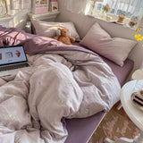 Popxstar  Class A simple high-end three-layer yarn bedding four-piece set, bed sheet quilt cover, dormitory three-piece set