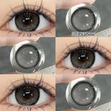 Popxstar 2PCS Big Grey Contact Lenses for Eyes Myopia Colored Contact Lens Natural Brown Pupils Gradient Contact Lens Black Lens