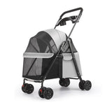 Foldable Pet Stroller for Dogs Cats 4 Wheels Breathable Mesh Dog Carrier with Cup Holder Lightweight Travel Puppy Pushchair